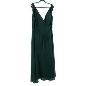 AW BRIDAL 22 3X plus dark emerald green bridesmaid party maxi dress NEW b84
